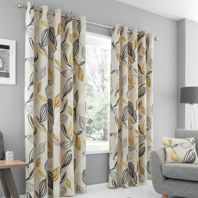 Fusion Ensley Eyelet Curtains Ochre