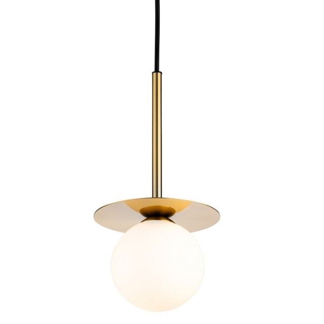 Jules Globe Pendant Brushed Brass with Opal White Glass 1xG9