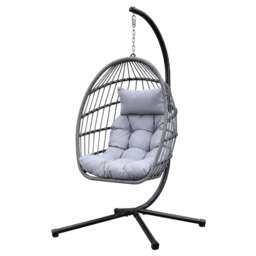 Alivio Hanging Egg Chair with Stand, Weather-Resistant Indoor Outdoor Basket Chair Swing Chair