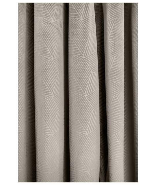 Deco Lined Eyelet Geometric Curtains 116cm x 137cm Taupe Brown Natural