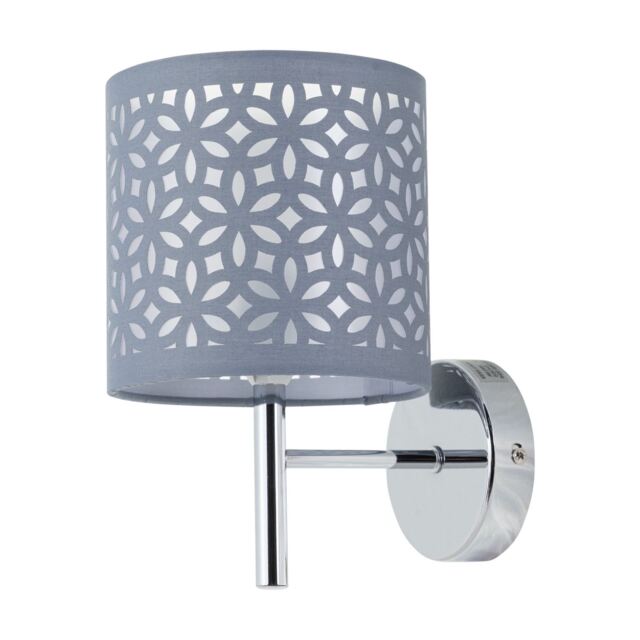 Brea - Chrome Wall Light with Grey Cut Out Shade Chrome Grey 1