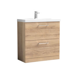 Balterley Contemporary Bathroom Floor Standing 2 Soft-Close Drawer Vanity Unit & Mid-Edge Ceramic Basin