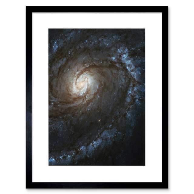 "Hubble M100 WFC3 Spiral Galaxy 2 Blue Star Birthing Lanes 9x7"" Black Framed Wall Art Print"