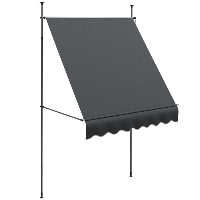 Outsunny 2 x 1.2m Freestanding Retractable Awning, Non-Screw Garden Awning Grey 1