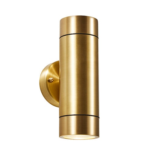 CGC Lighting Noah Brass Up-and-Down GU10 Outdoor Wall Light IP54 Gold Brass Height: 18 cm Width: 7.2 cm Depth: 8.5 cm