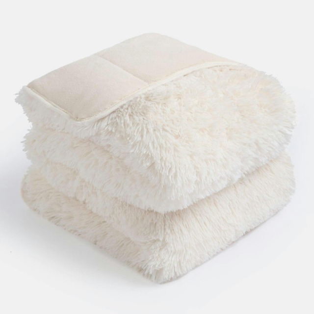 OHS Fluffy Fleece 8kg Weighted Blanket Sensory, 150x200cm - Cream