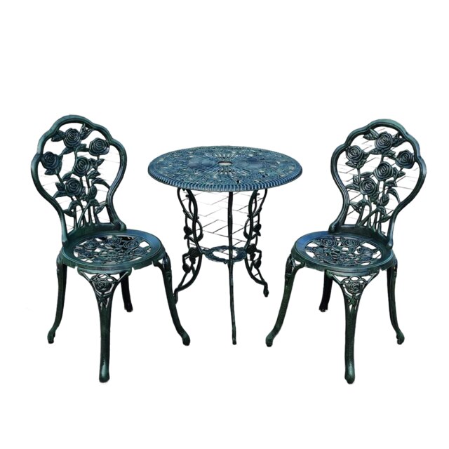 Bistro Set Outdoor Patio Garden Furniture Table and 2 Chairs Metal