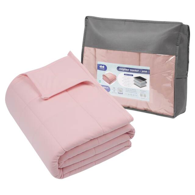 Harbour Housewares Weighted Blanket with Storage Bag - 125 x 180cm - 6kg - Pink