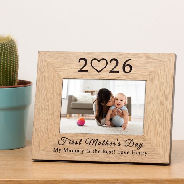 Personalised First Mother's Day Wood Picture Frame 6 x 4 for Mum