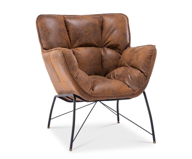 Faux Leather Suede Brown Eliana Accent Chair