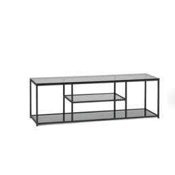 Premium Halston TV Unit in Smoked Glass and Black