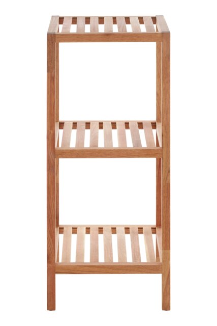 Interiors By Premier Contemporary Sleek 3 Tier Walnut Wood Bathroom Shelf Unit, Versatile Large Shelving Unit, Durable Shelf Cream