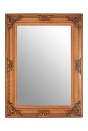 Baroque Rectangle Gold Wall Mirror,Decorative Wooden Frame Mirror For Console Table,Antique Floral Mirror Gold