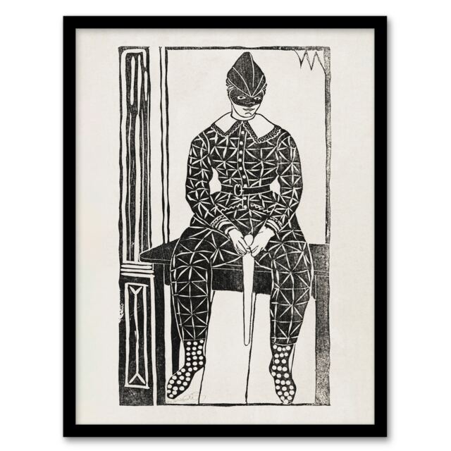 Samuel J De Mesquita Framed Wall Art Print Harlequin Clown Portrait Home Décor