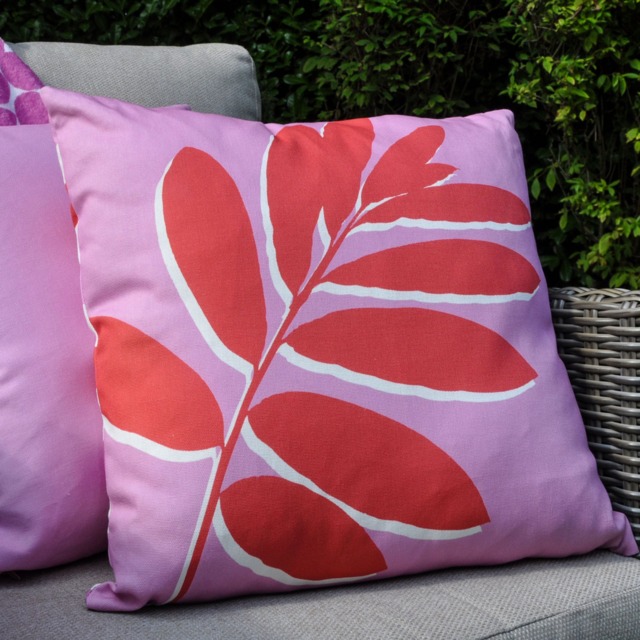 Fusion Leaf Print Cushion Cover Pink