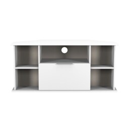 Dover Corner TV Stand in White Matt & White (Ready Assembled) White White Matt & White