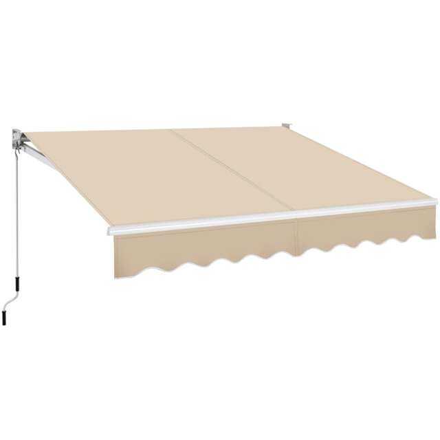Yaheetech 250 cm L x 200 cm W Retractable Awning with Manual Crank Handle-Beige Cream Beige 250 cm L × 200 cm W 1