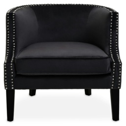 Interiors By Premier Black Velvet Studded Chair, Easy To Clean Leather Armchair, Body Supportive Accent Chair