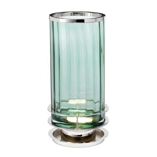Arno Table Lamp Metalwork Polished Nickel, Green Glass