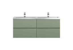 Balterley Mavesyn Contemporary 4 Drawer Wall Hung Vanity Unit with Basin, Satin Green, 1200mm