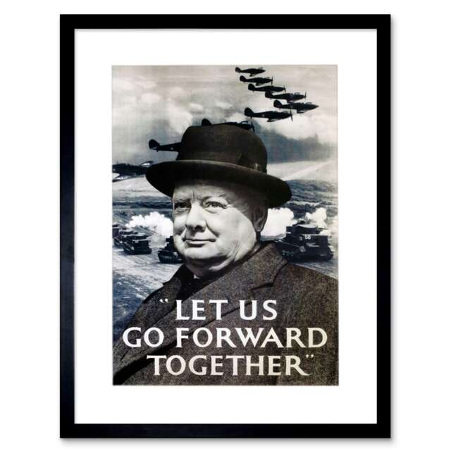 War Churchill Winston Military Victory Britain WW2 Framed Wall Art Print