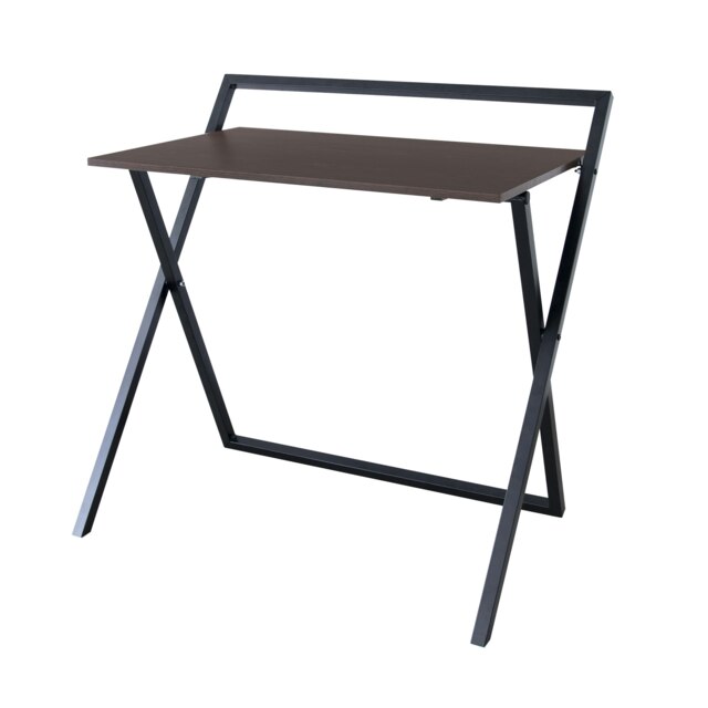 Teamson Home 22in Folding Wooden Home Office Computer Desk with Metal Base, Natural/Black