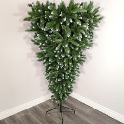 6ft (180cm) Snowtime PVC Upside Down Frosted Green Snow Tipped Christmas Tree