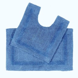 Homescapes Luxury Reversible Cotton Bath Mat Set - Cobalt Blue