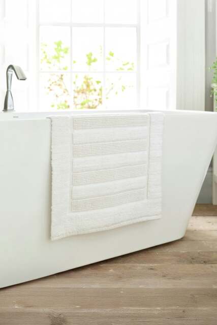 Bliss Pima 100% Cotton Bath Mat 50x80cm – Ultra-Soft 1600GSM Luxury Bathroom Rug White 50 x 80cm