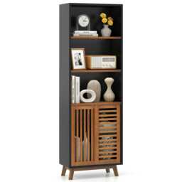 COSTWAY Bookshelf 5-Tier Bookcase w/Reversible Shelf Black