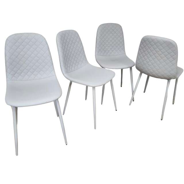 Dining Chairs Set of 4 Grey Leather Kitchen Chairs Grey