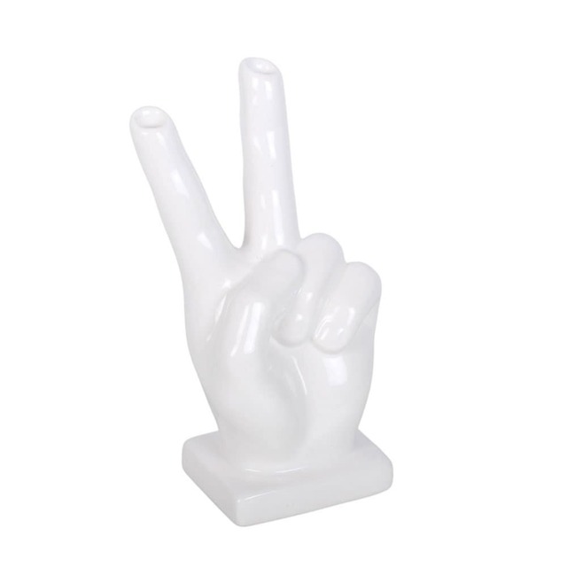Something Different Ceramic Hand Vase White White One Size 1