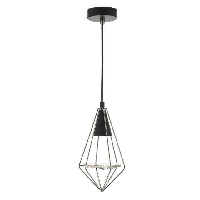 Gianni 1 Light Pendant Black, Polished Chrome & Glass