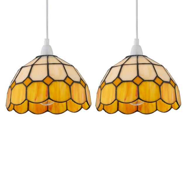 Set of 2 Oxford - Amber Tiffany Easy Fit Pendant Shades