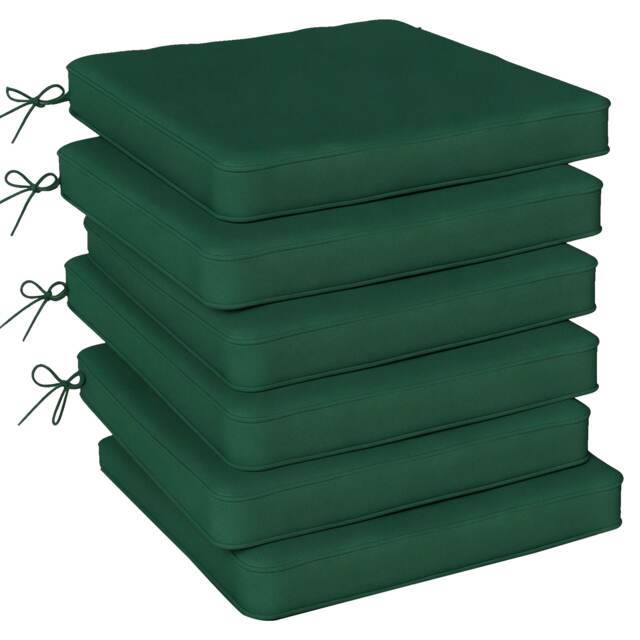 Outsunny Set of 6 Chair Cushion Seat Pads Dining Chair w/ Straps Green Green 42 x 42 x 5 cm