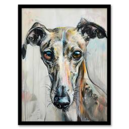 Greyhound Whippet Dog Lover Pet Home Decor Black Framed Wall Art Print A4