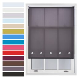 FURNISHED Roller Blinds with Chrome Round Eyelets and Metal Fittings Cut to Size Sheer Window Shade Grey Dark Grey (W) 60cm x (L) 165cm