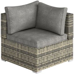 Outsunny Rattan Corner Sofa Garden Rattan Furniture Single Sofa Chair Dark Grey