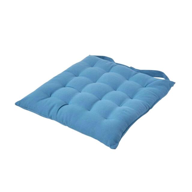 Homescapes Seat Pad Luxury Cotton Indoor Outdoor Garden Dining Cushion Blue 40 x 40 cm 1