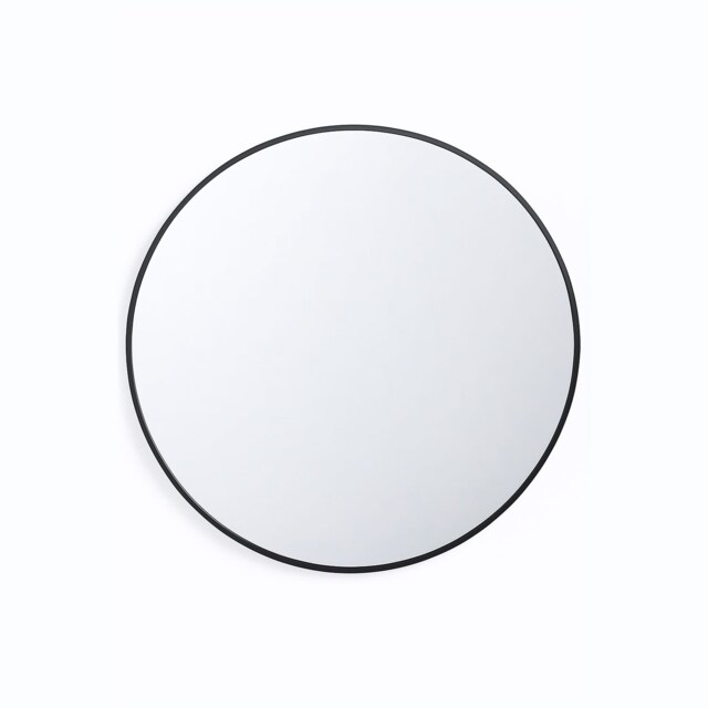 Neo 80cm Black Round Metal Frame Wall Mirror Float Glass HD Reflection Anti Rust Moisture Proof Wall Mounted Bathroom Bedroom Hallway Living Room Vanity Black Black