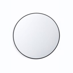 Neo 80cm Black Round Metal Frame Wall Mirror Float Glass HD Reflection Anti Rust Moisture Proof Wall Mounted Bathroom Bedroom Hallway Living Room Vanity Black Black