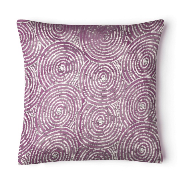 Sequin Detail Ethnic Cushion - 43cm x 43cm Purple