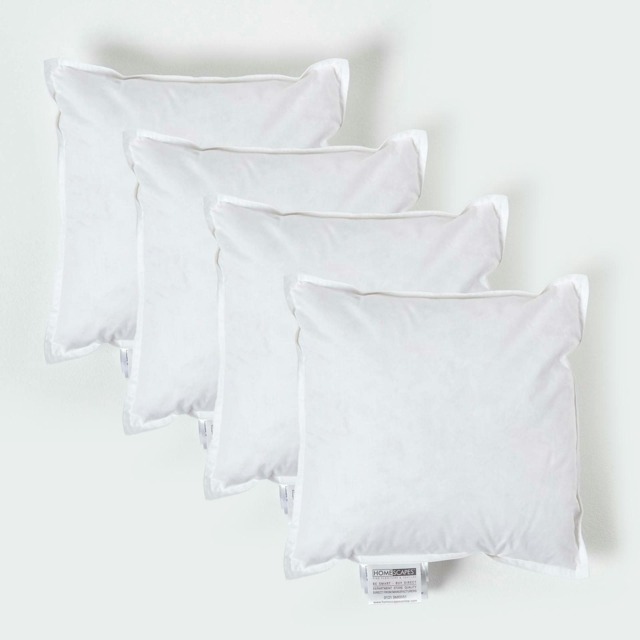 "Homescapes Luxury Duck Feather Cushion Pad Insert Inner 35 x 35 cm (14 x 14 inches) - Pack of 4 White 35 x 35 cm (14 x 14"")"