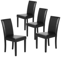 Yaheetech Set of 4 Faux Leather Dining Chairs with Rubberwood Legs