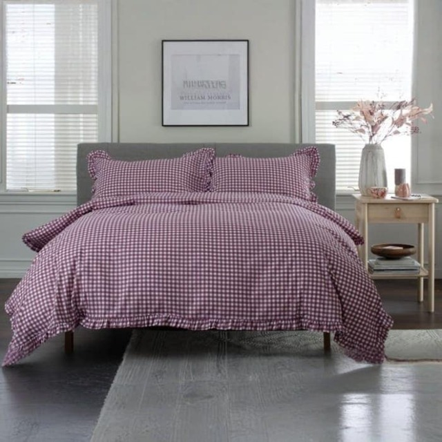 TLC Gingham Frilled Duvet Set