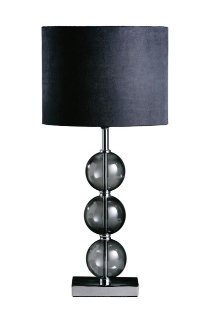Interiors by Premier Black Suede Effect Shade Table Lamp, Chrome Base with Glass Orb Detail, 40W E14 Bulb Compatible, Ideal for