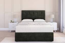 Sloomy Highbury Graphite Dumfries Divan Bed Base 4 Drawers With 26 Inch Strutted Headboard Grey Graphite Small Double 1