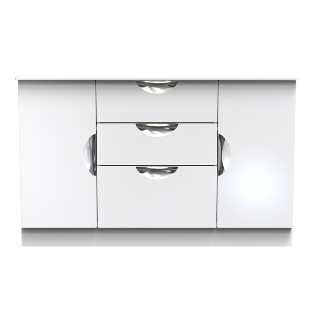 Holborn 2 Door 3 Drawer Sideboard in White Gloss & White Matt (Ready Assembled) White White Gloss & White Matt