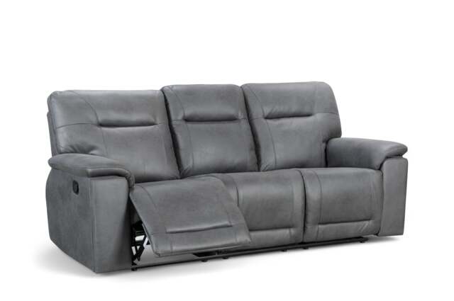 Faux Leather Grey 3 Seater Manual Recliner Sofa MURCIA