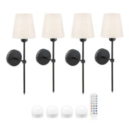 Omniance Monaco Rechargeable Wireless Wall Lights with Remote Black